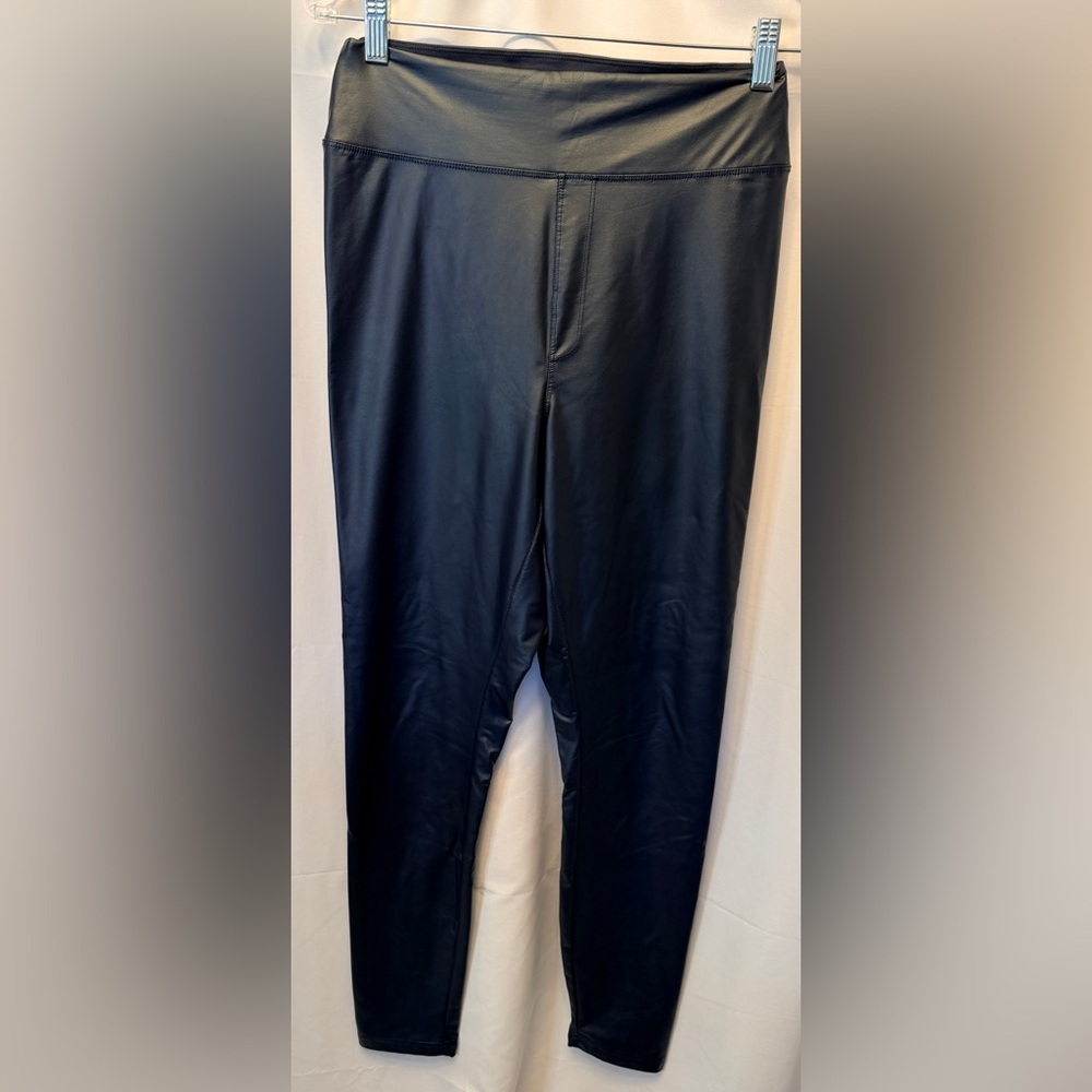 Offline By Aerie Size Large Real Luxe Faux Leather Leggings Navy Blue 28” Inseam
